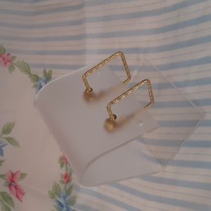 LH Segal Gold Aluminum Square Hoop Clip Earrings